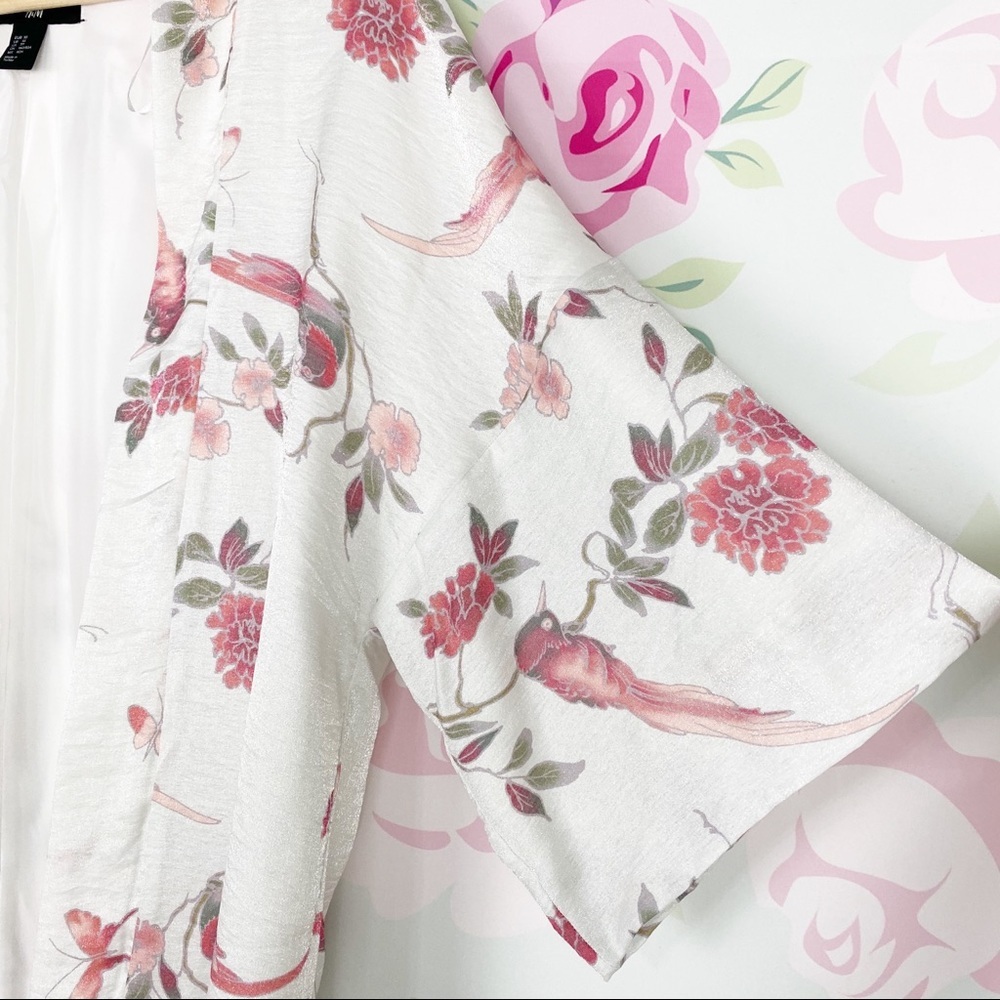 H&M Floral Bird Asian Inspired Kimono XS - Picture 3 of 7